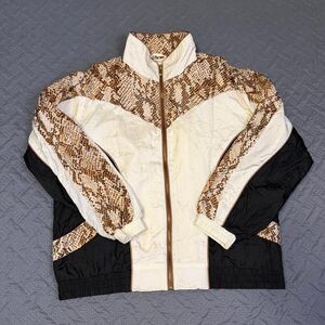 Vintage 80s 90s SnakeSkin Animal print FullZip Made In Russia Windbreaker SZ L